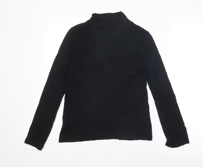 Marks & Spencer Womens Black Viscose Basic T-Shirt Size 8 V-Neck