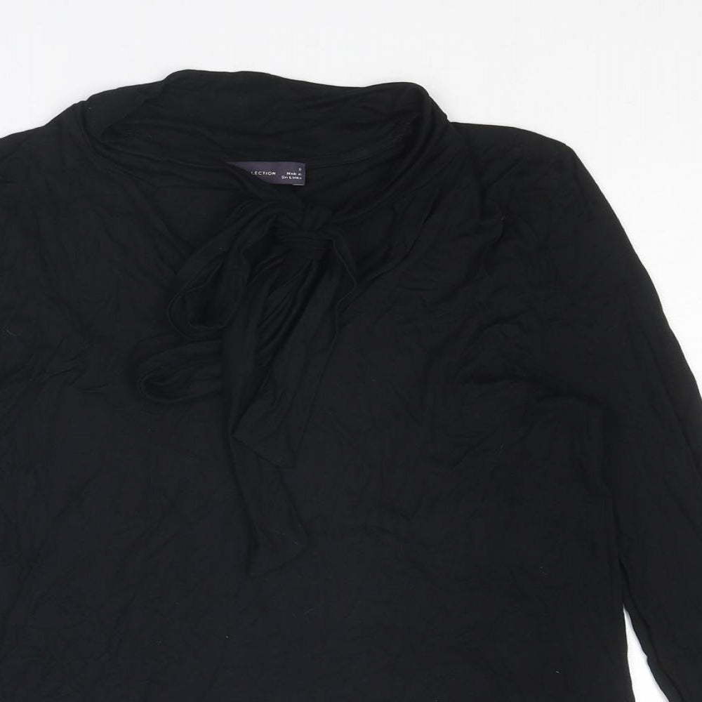 Marks and Spencer Womens Black Viscose Basic T-Shirt Size 8 V-Neck