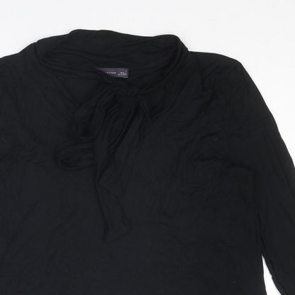 Marks & Spencer Womens Black Viscose Basic T-Shirt Size 8 V-Neck