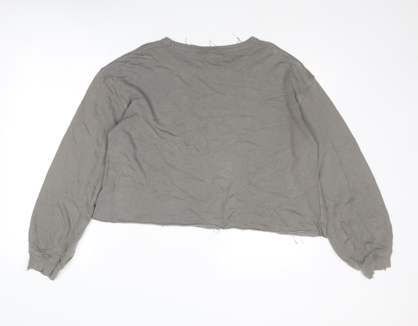 Topshop Womens Grey Cotton Pullover Sweatshirt Size 8 Pullover - Distressed look