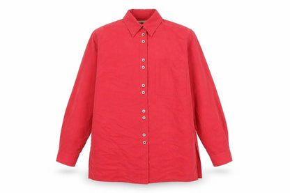 Design Essentials Womens Red Polyester Basic Button-Up Size 14 Collared