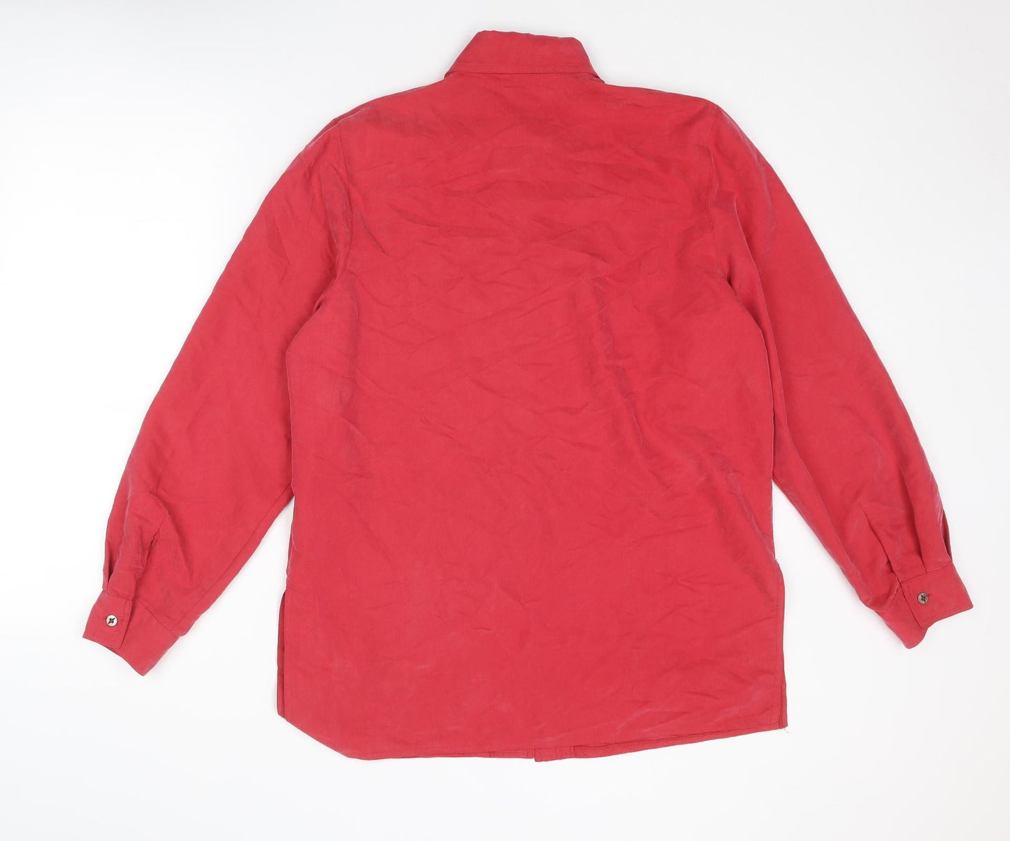 Design Essentials Womens Red Polyester Basic Button-Up Size 14 Collared