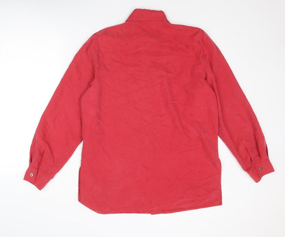 Design Essentials Womens Red Polyester Basic Button-Up Size 14 Collared