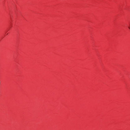 Design Essentials Womens Red Polyester Basic Button-Up Size 14 Collared