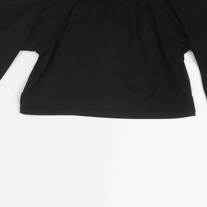 Nasty Gal Womens Black Polyester Basic T-Shirt Size 10 Round Neck