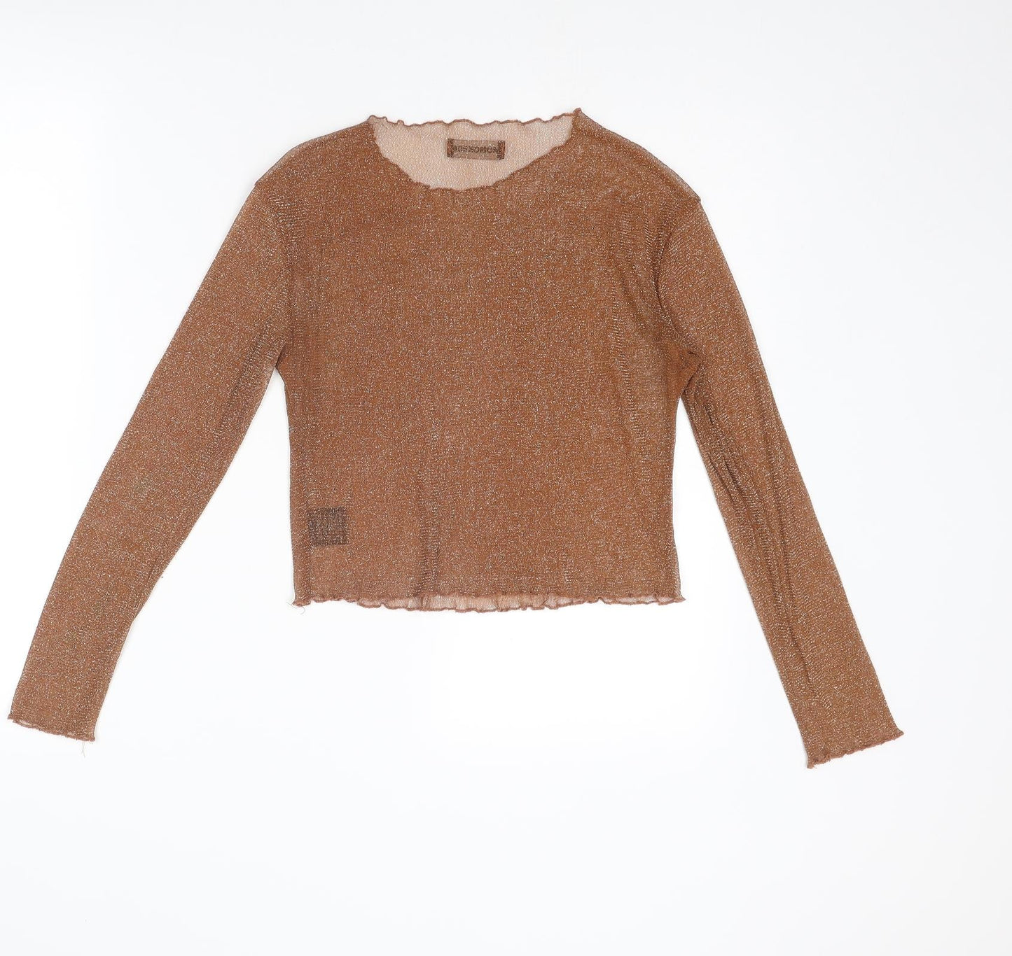 MOMOKROM Womens Brown Polyamide Basic T-Shirt Size 8 Round Neck