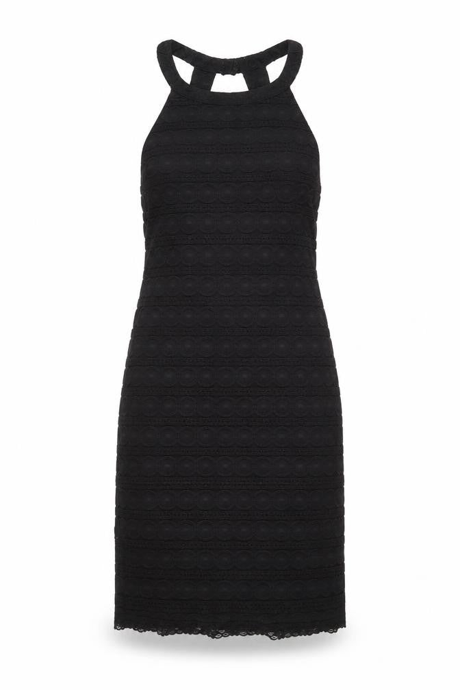 Topshop Womens Black Nylon Shift Size 8 Halter Button - Open Back