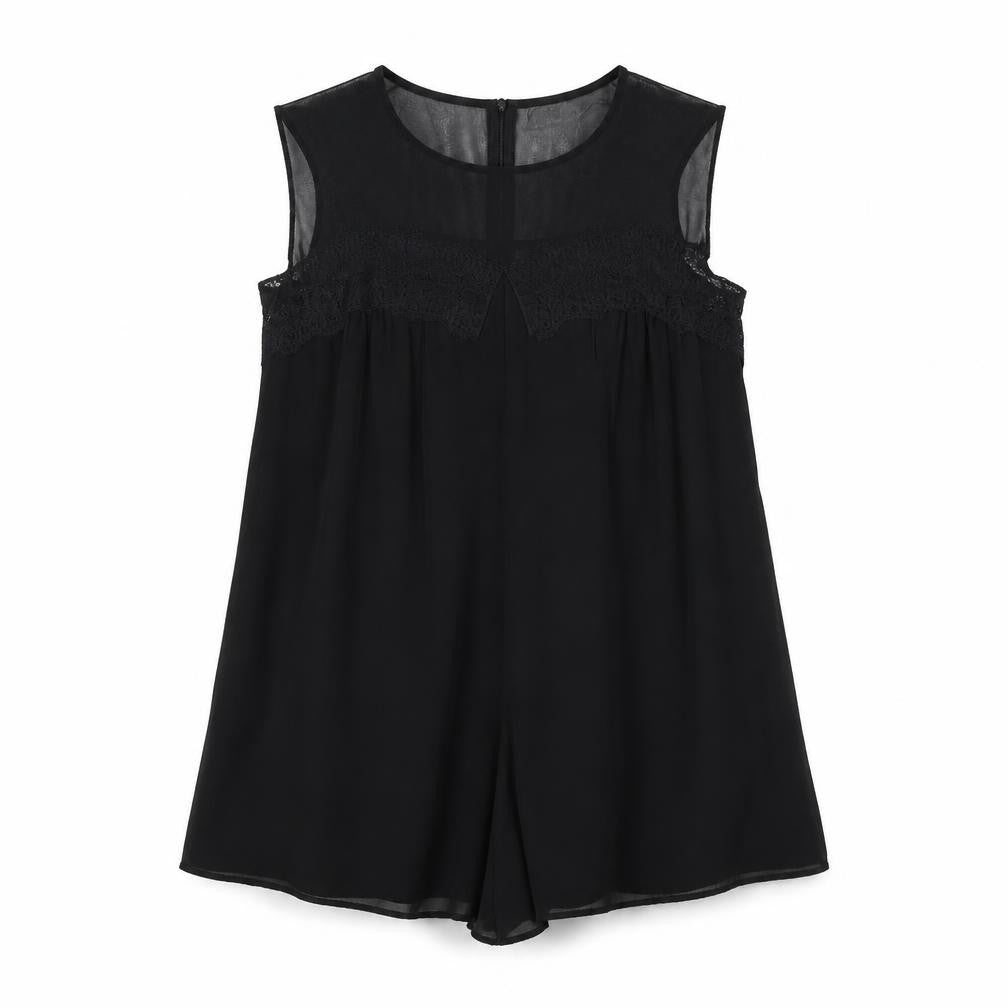 Zara Womens Black Polyester Playsuit One-Piece Size L L3 in Zip