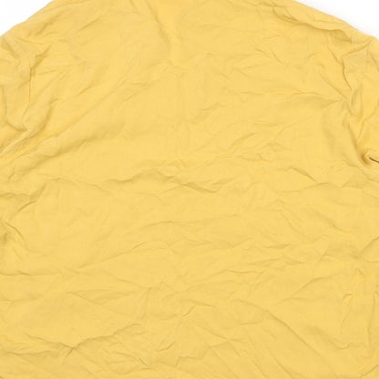 Mona Womens Yellow Viscose Basic Button-Up Size 16 Collared