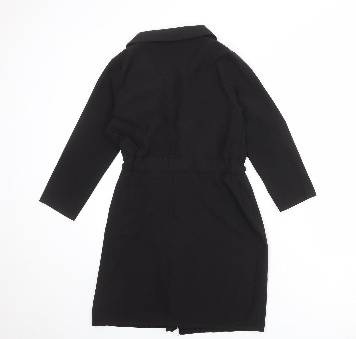 ASOS Womens Black Polyester Jacket Dress Size 6 V-Neck Tie