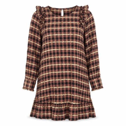 Zara Womens Multicoloured Plaid Viscose A-Line Size M Round Neck Button