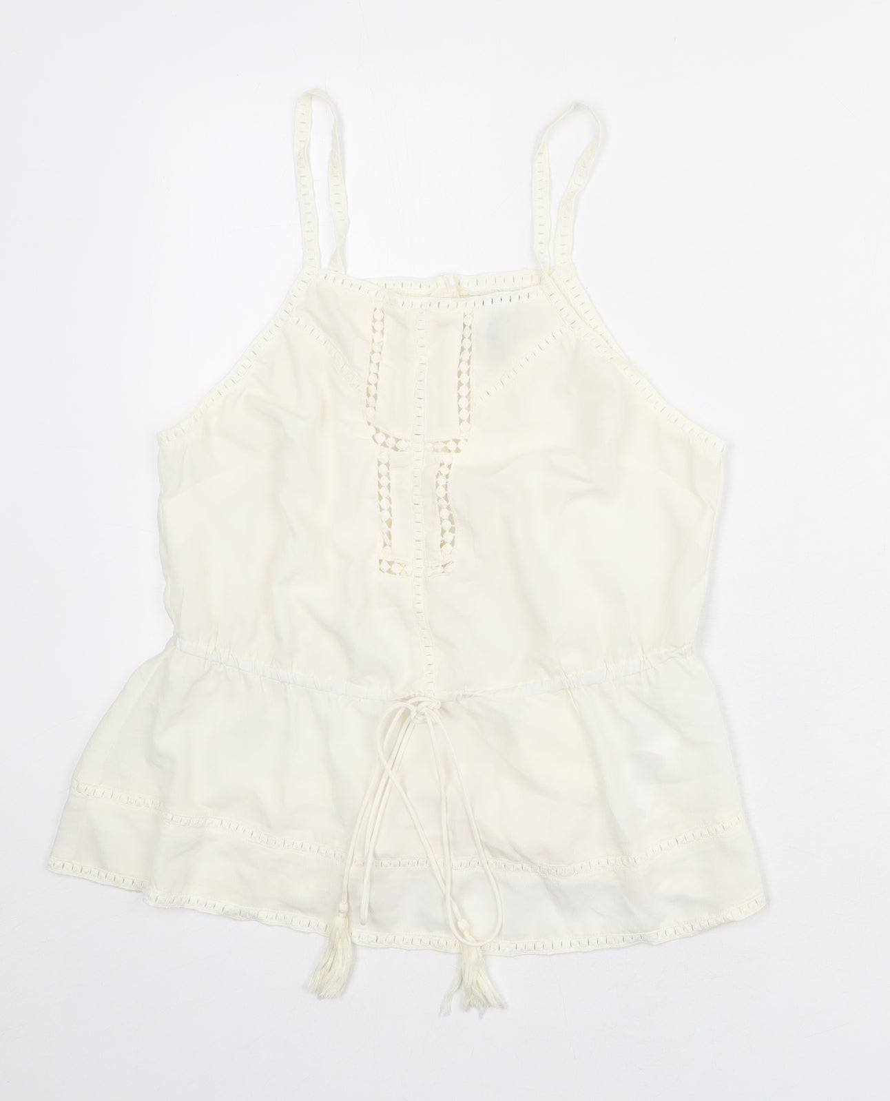 ASOS Womens Ivory Polyester Basic Tank Size 12 Square Neck