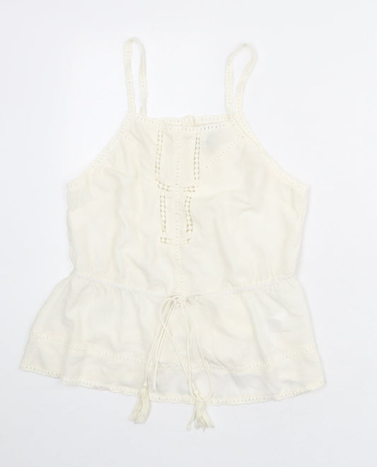 ASOS Womens Ivory Polyester Basic Tank Size 12 Square Neck