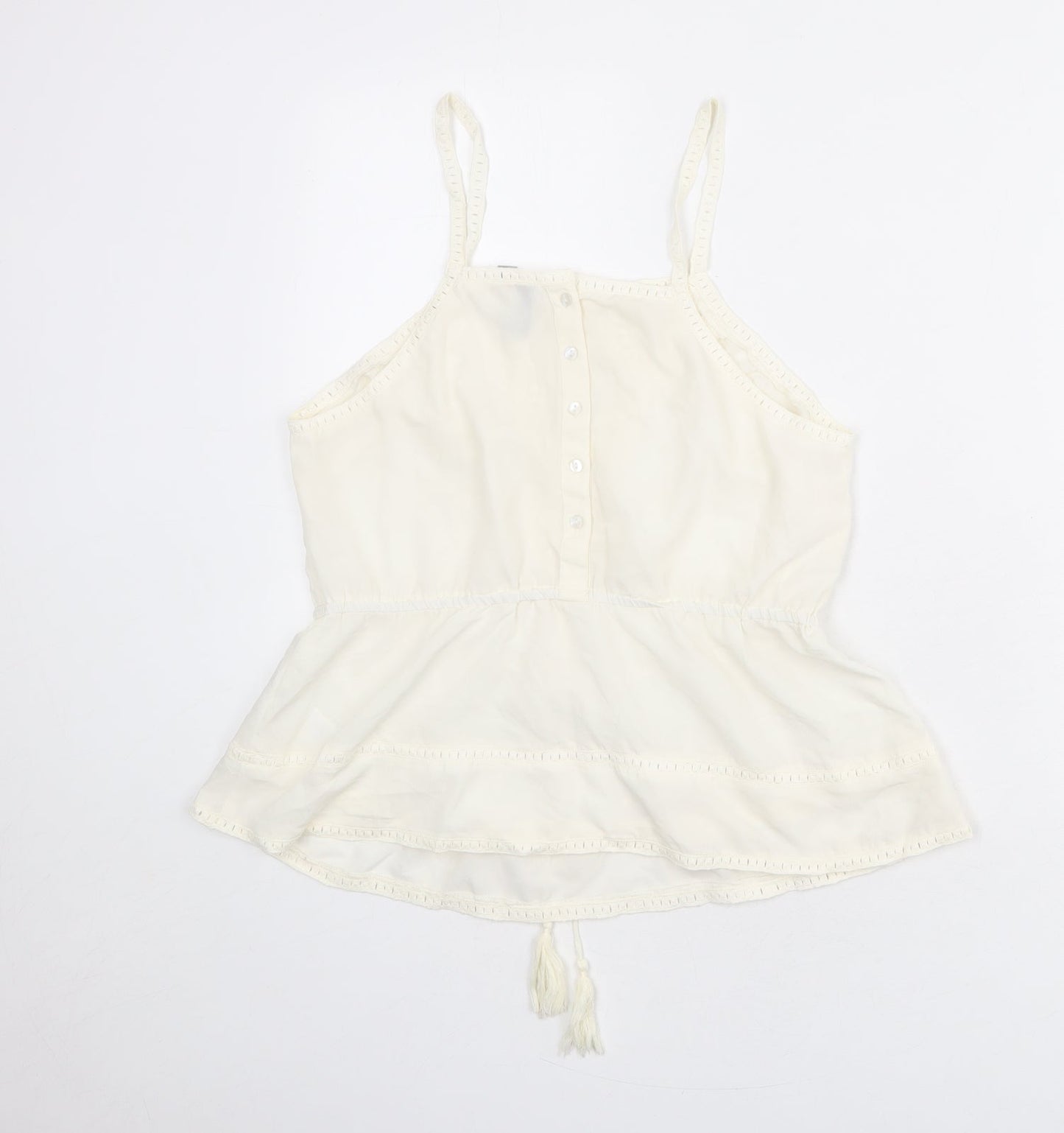 ASOS Womens Ivory Polyester Basic Tank Size 12 Square Neck
