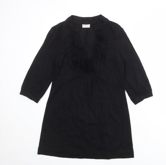 Minuet Womens Black Viscose Kaftan Size 10 V-Neck Tie
