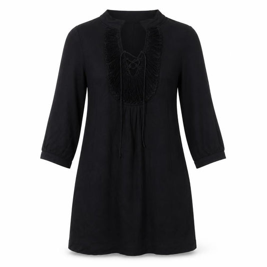 Minuet Womens Black Viscose Kaftan Size 10 V-Neck Tie