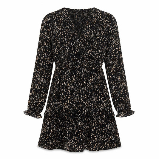 Mango Womens Black Geometric Polyester A-Line Size 8 V-Neck Pullover