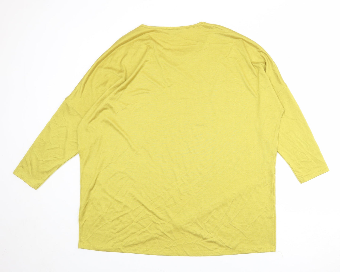 Marble Womens Green Viscose Basic Blouse Size L Round Neck
