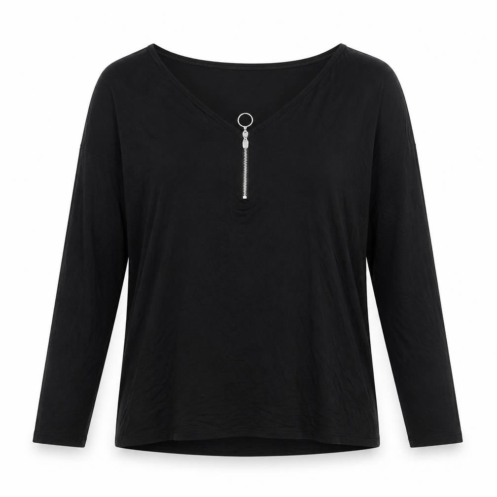 New Look Womens Black Polyester Basic Blouse Size 10 V-Neck