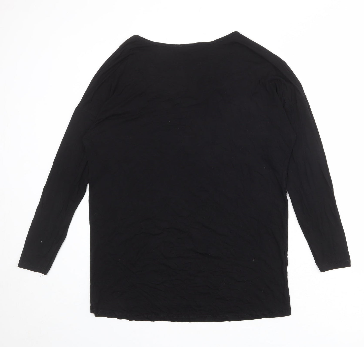 New Look Womens Black Polyester Basic Blouse Size 10 V-Neck