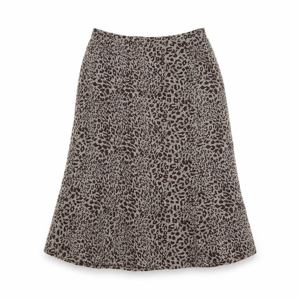 Oscar B Womens Brown Animal Print Polyester A-Line Skirt Size 14 Zip - Leopard pattern