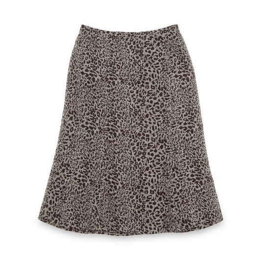 Oscar B Womens Brown Animal Print Polyester A-Line Skirt Size 14 Zip - Leopard pattern