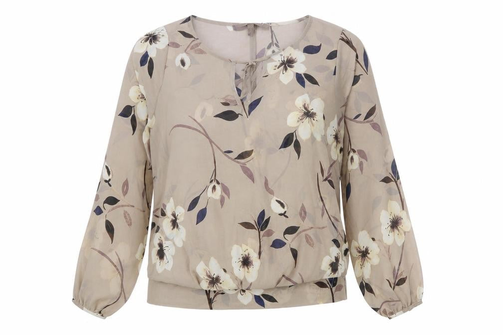 NEXT Womens Brown Floral Polyester Basic Blouse Size 14 Roll Neck