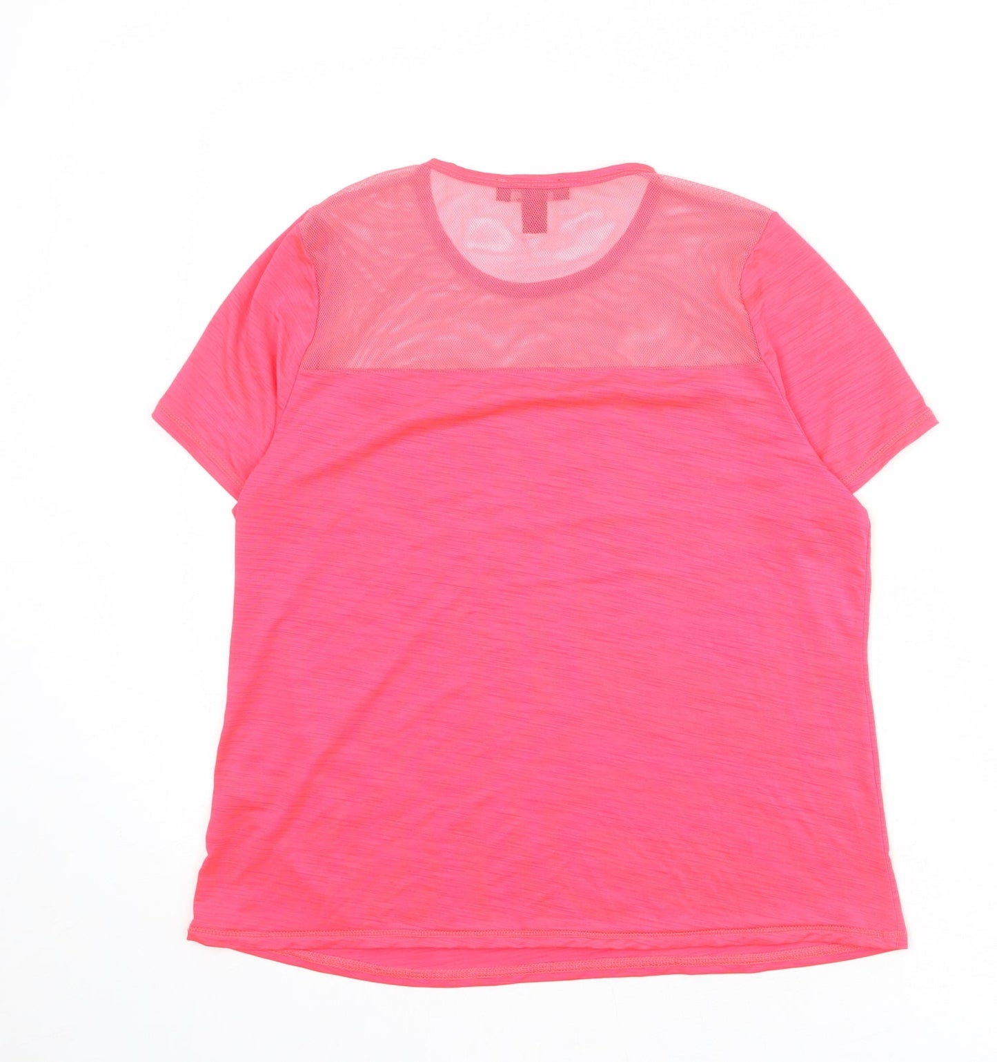 NEXT Womens Pink Polyester Basic T-Shirt Size 14 Round Neck - Mesh Neckline