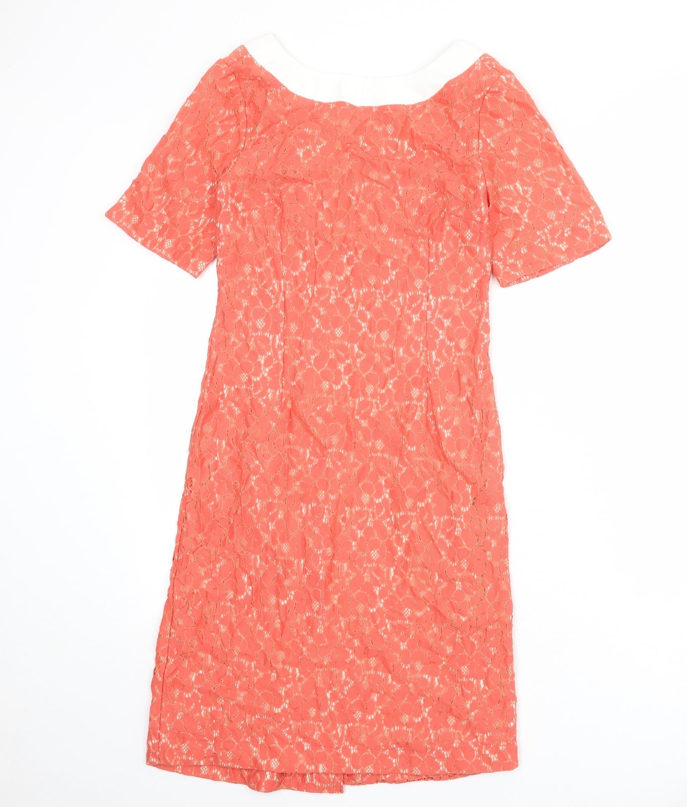 Guray Womens Pink Polyester Shift Size 8 Boat Neck Zip