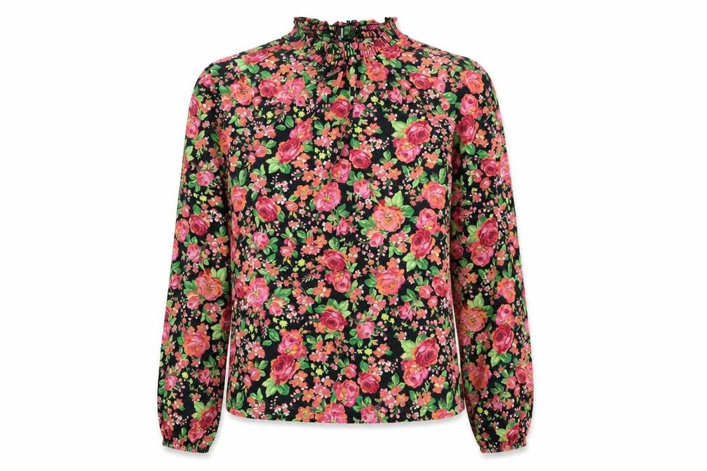 Oasis Womens Multicoloured Floral Polyester Basic Blouse Size XS Mock Neck