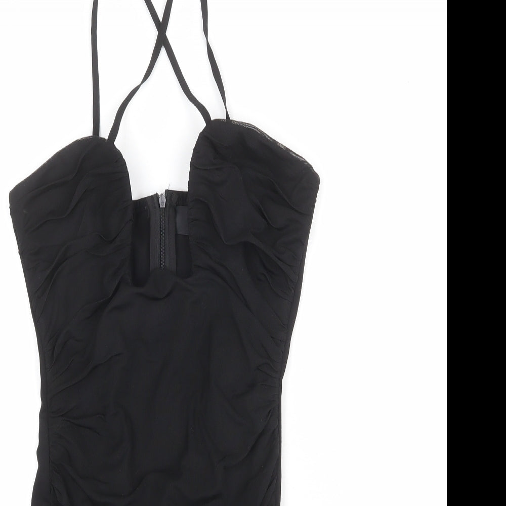 Misspap Womens Black Polyester Mini Size 6 Sweetheart Zip