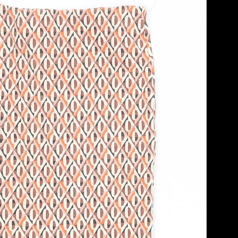 Zara Womens Multicoloured Geometric Polyester Straight & Pencil Skirt Size S