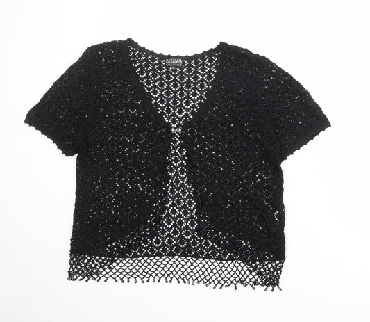 CASAMIA Womens Black V-Neck Polyester Cardigan Jumper Size M - Size M-L