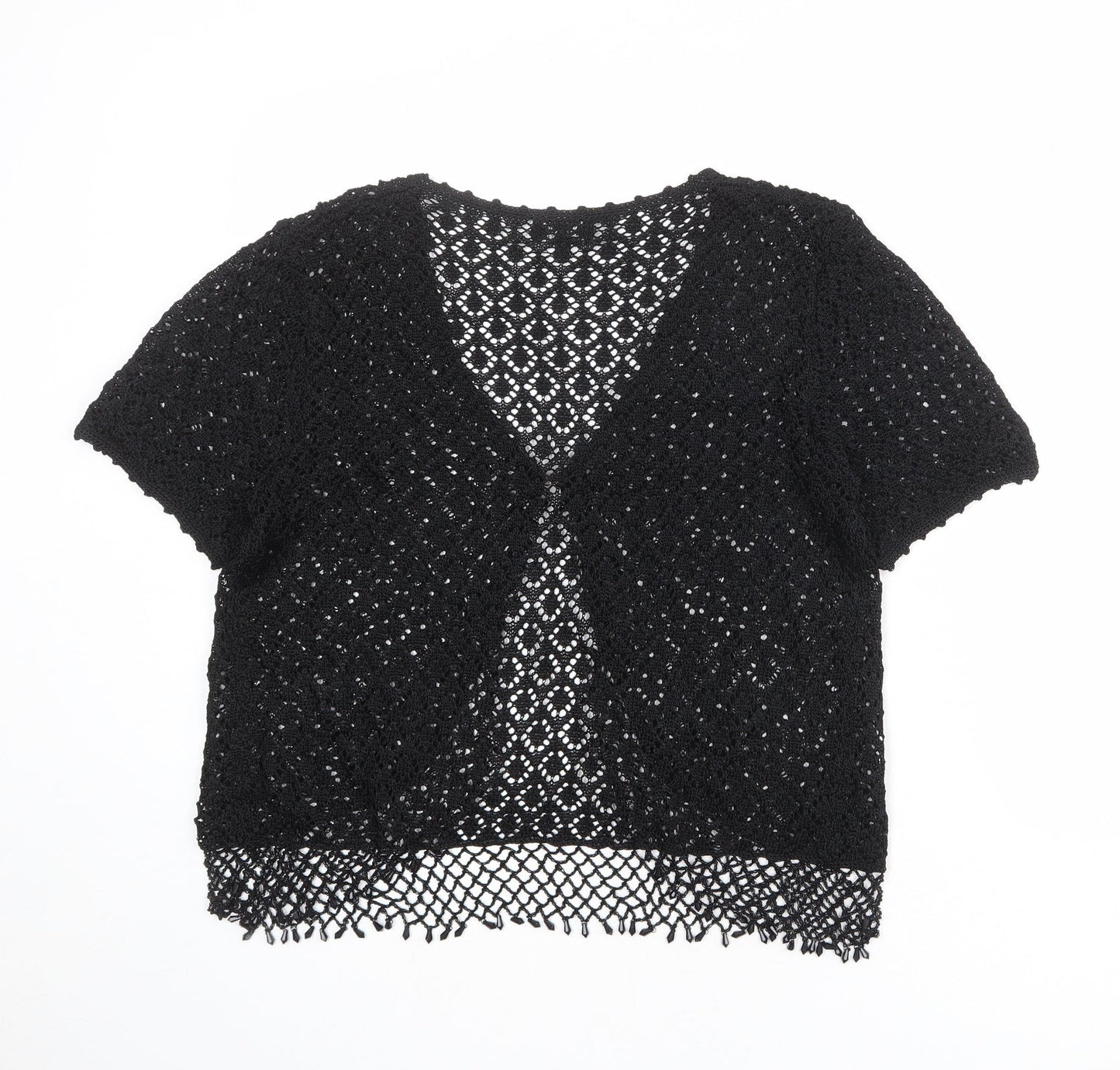 CASAMIA Womens Black V-Neck Polyester Cardigan Jumper Size M - Size M-L