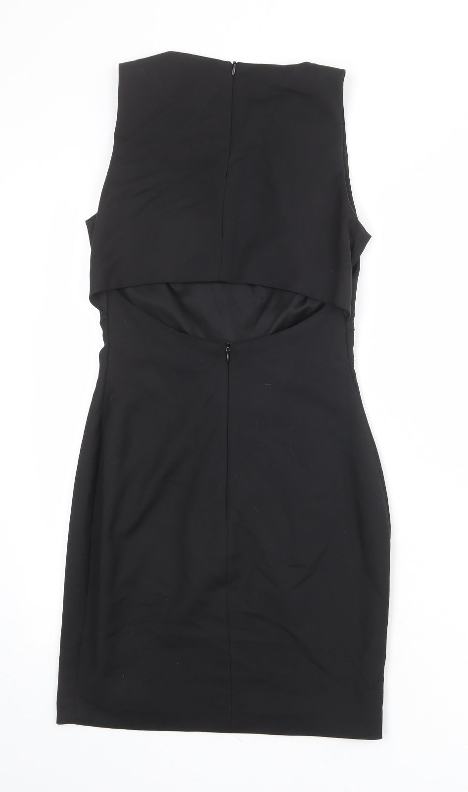 Zara Womens Black Polyester Shift Size S Round Neck Zip