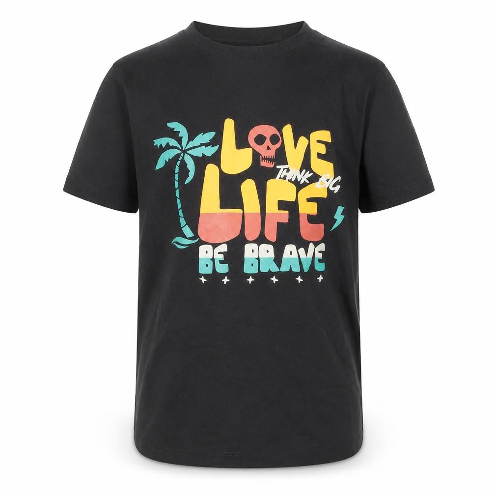 Marks & Spencer Boys Grey 100% Cotton Basic T-Shirt Size 9-10 Years Round Neck Pullover - Love Life Be Brave