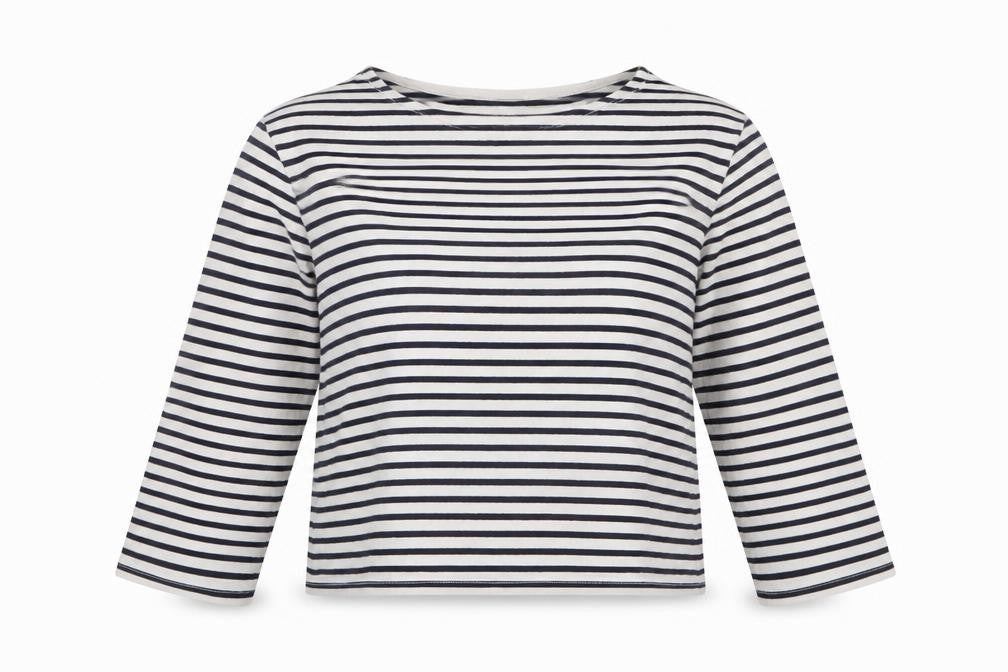 ASOS Womens White Striped Polyester Cropped Blouse Size 18 Round Neck