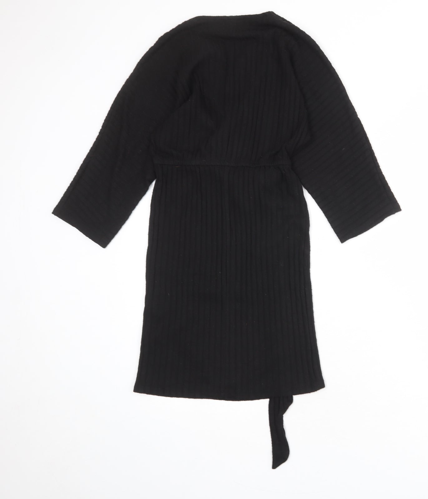 River Island Womens Black Polyester A-Line Size 10 V-Neck Tie