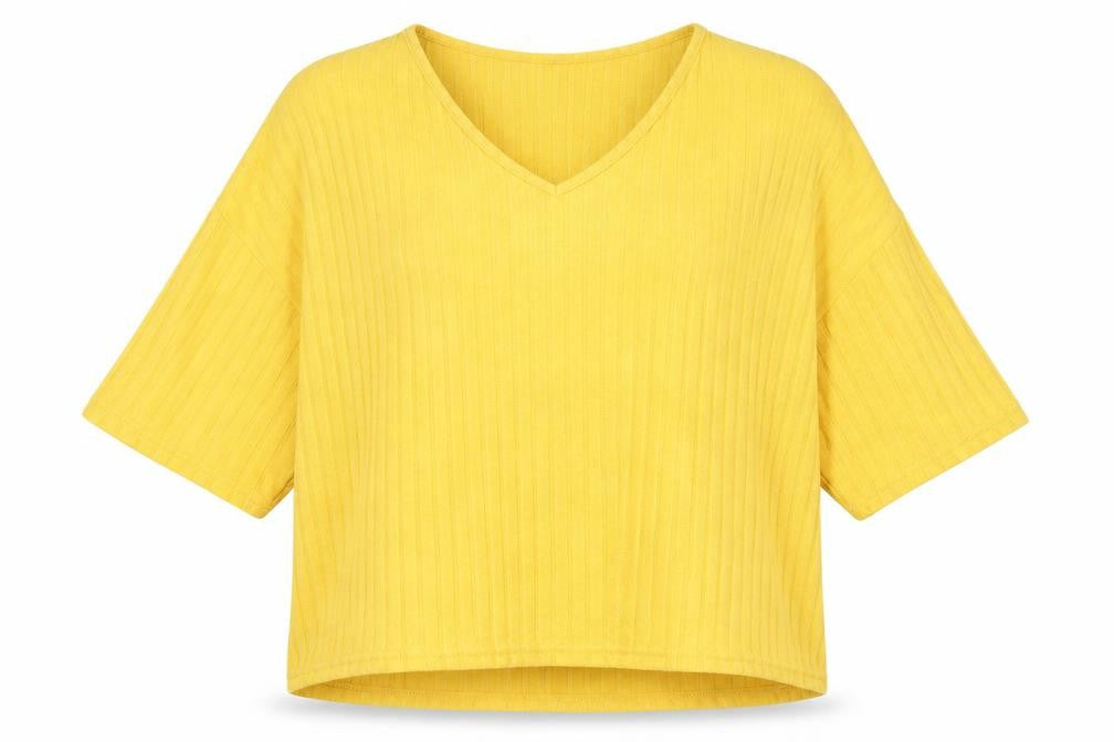 New Look Womens Yellow V-Neck Polyester Pullover Jumper Size L