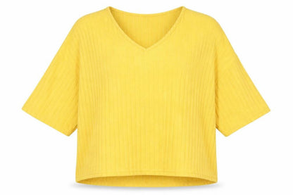 New Look Womens Yellow V-Neck Polyester Pullover Jumper Size L