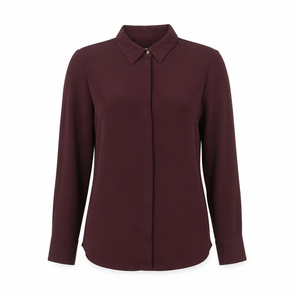 H&M Womens Red Polyester Basic Button-Up Size 8 Collared