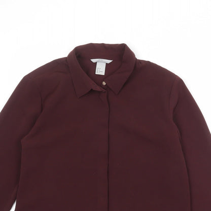 H&M Womens Red Polyester Basic Button-Up Size 8 Collared
