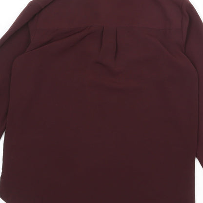 H&M Womens Red Polyester Basic Button-Up Size 8 Collared