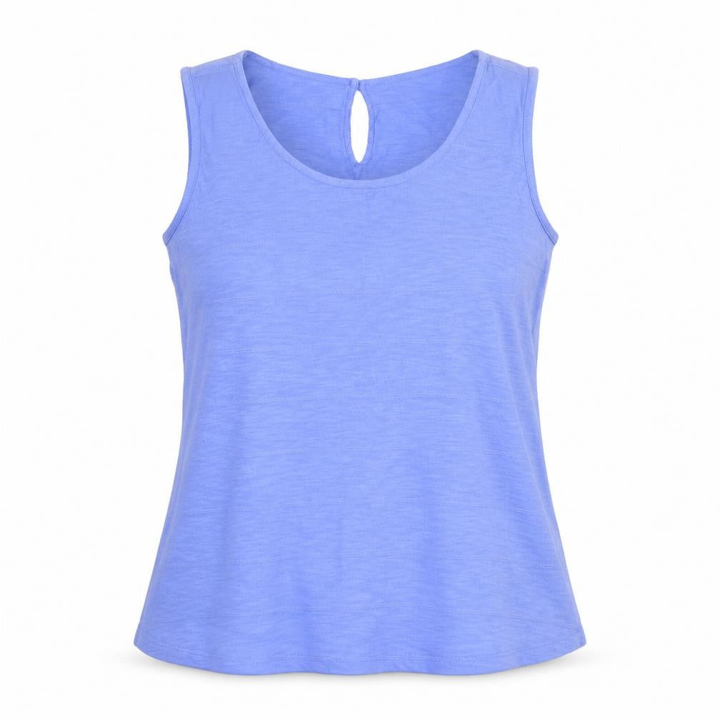 Lily Womens Blue 100% Cotton Basic Tank Size 10 Round Neck