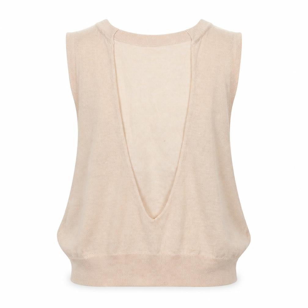 Boutique Womens Beige Ramie Basic Blouse Size 8 Scoop Neck