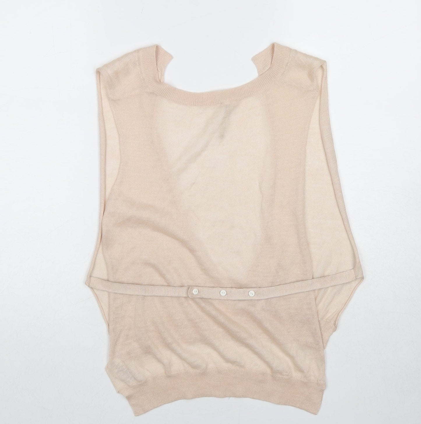 Boutique Womens Beige Ramie Basic Blouse Size 8 Scoop Neck