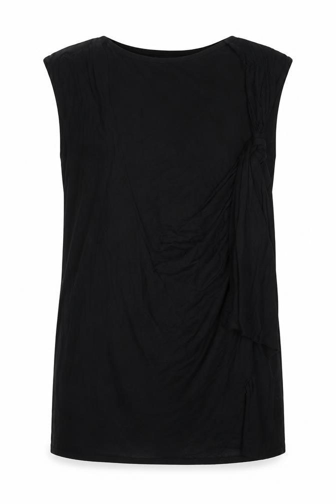 Planet Womens Black Viscose Basic Tank Size L Round Neck