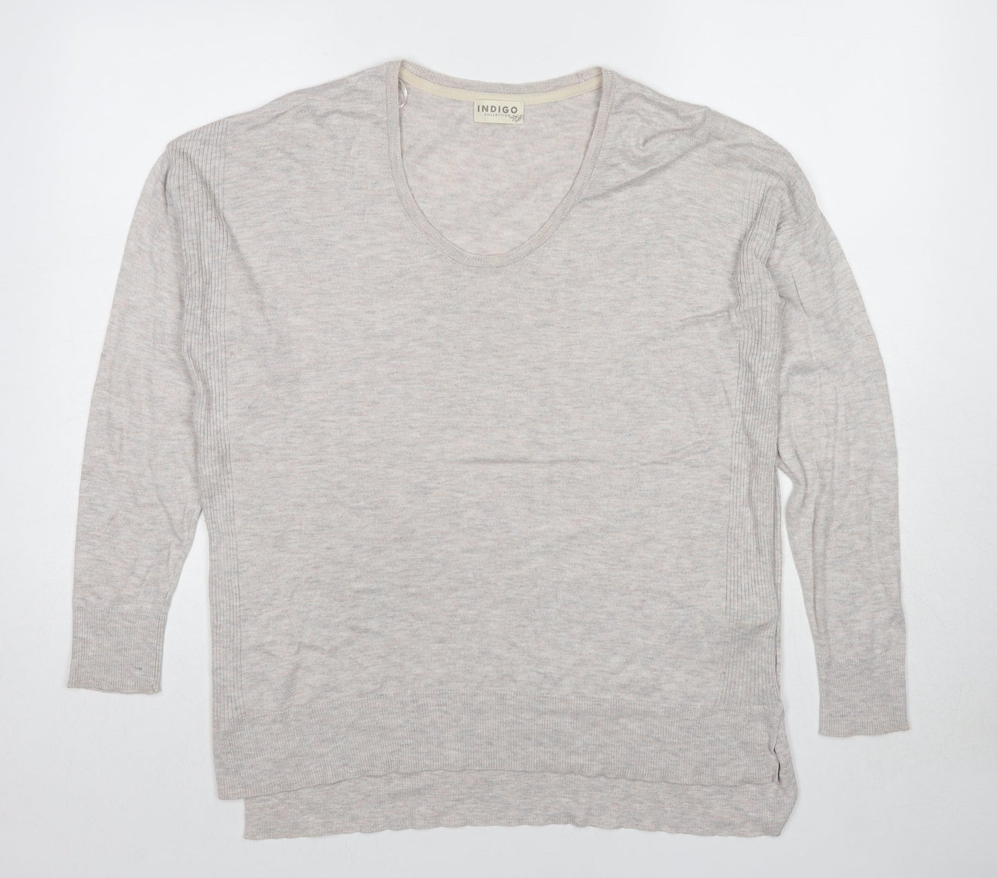 Marks and Spencer Womens Beige V-Neck Viscose Pullover Jumper Size 14