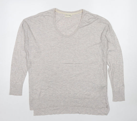 Marks and Spencer Womens Beige V-Neck Viscose Pullover Jumper Size 14