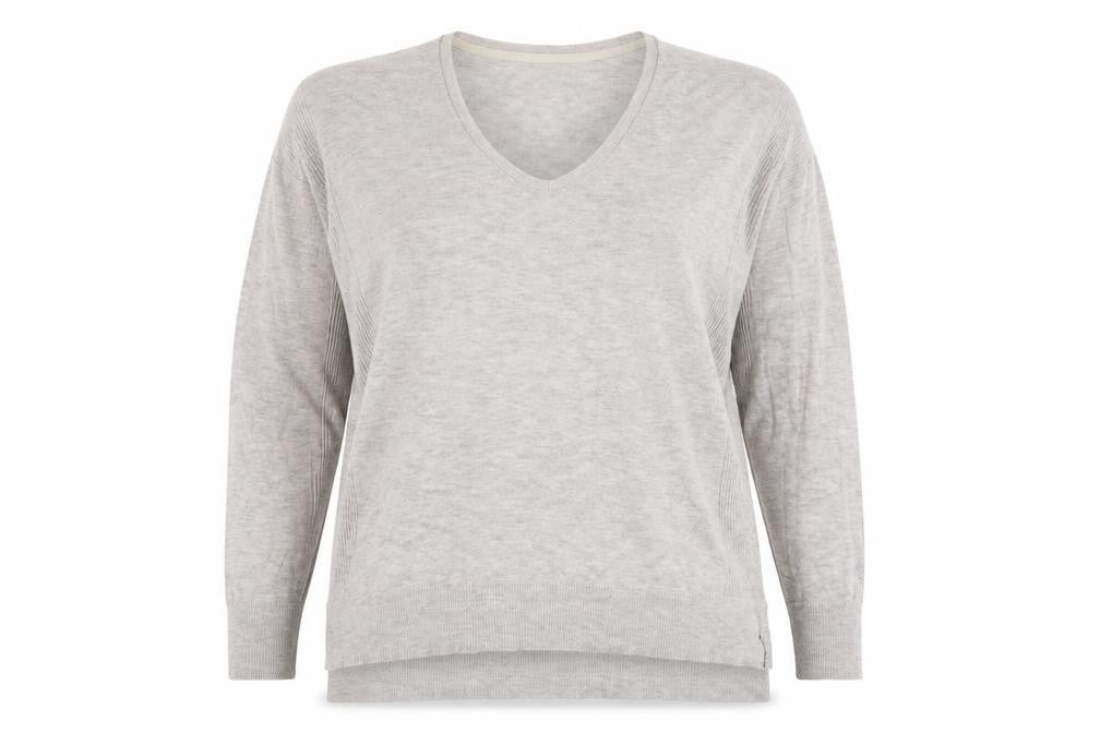 Marks & Spencer Womens Beige V-Neck Viscose Pullover Jumper Size 14